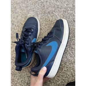 Nike Blue and White Sneakers: Nike Court Borough Low Blue Sneakers